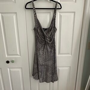 Norma Kamali Leopard Print Ruched Twist Strap Mini Dress Plus Size‎ XXL